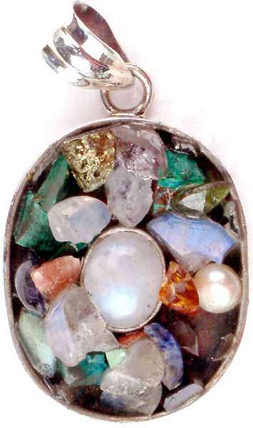 Rugged Stone Pendant with Central Cabochon