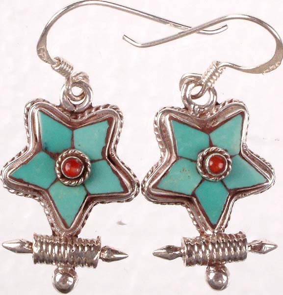 Stars with Inlay of Turquoise and Coral