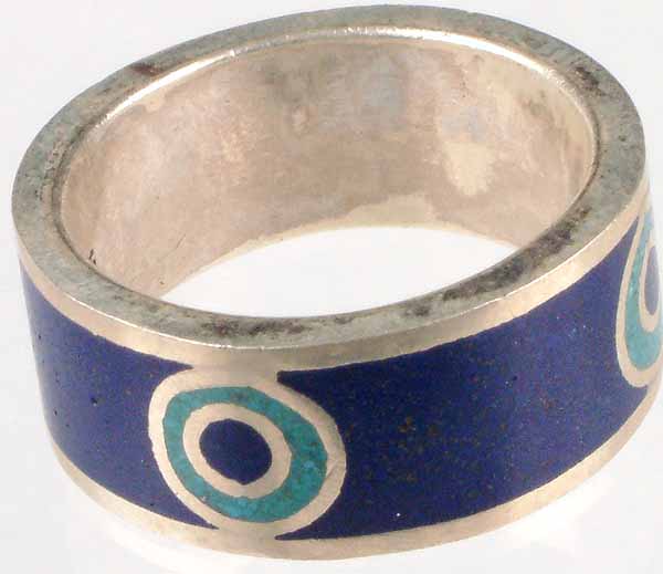 Sterling Ring with Inlay of Turquoise and Lapis Lazuli