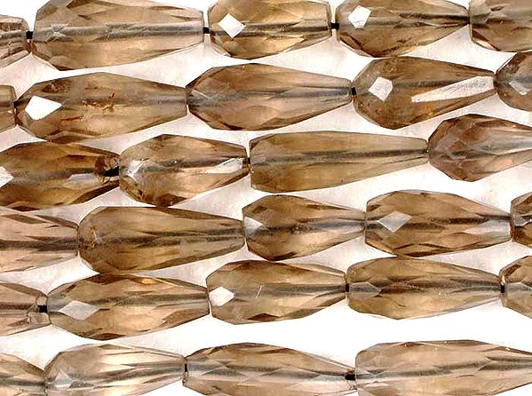 Straight Drilled Faceted Smoky Quartz Drops