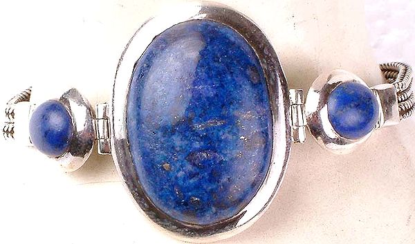 Three Stone Lapis Lazuli Bracelet