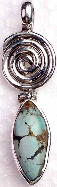 Turquoise and Spiral Pendant