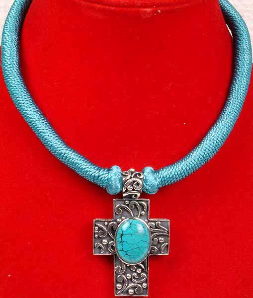 Turquoise Cross with Arabesque