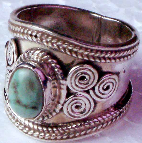 Turquoise Ring with Spirals