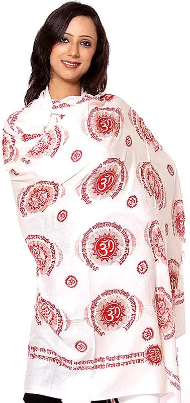 Ivory Gayatri Mantra Prayer Shawl