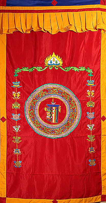 Ashtamangala (Eight Auspicious Symbols of Buddhism) with The Ten Powerful Syllables of The Kalachakra Mantra