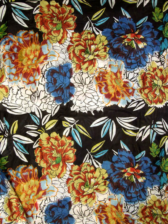 Black Floral-Printed Fabric