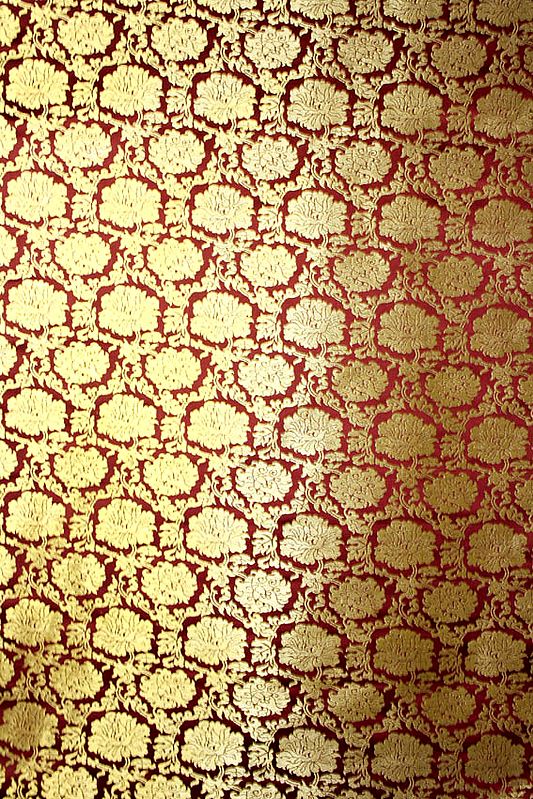 Cordovan Fabric with Large Bootis Woven in Golden Thread