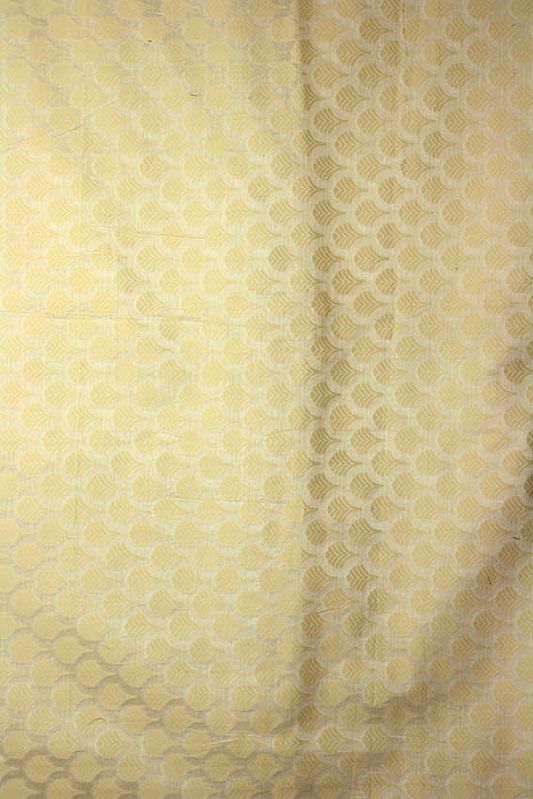 Ivory Cotton Fabric with Bootis Woven in Golden Thread