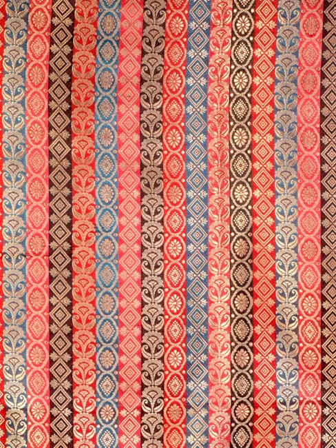 Multi-Color Fabric from Banaras with Golden Thread Weave