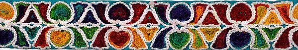 Multi-Color Designer Fabric Border with Embrodered Hearts