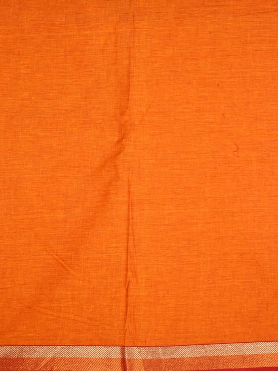 Plain Rust Fabric from Bangalore with Golden Weave on Border