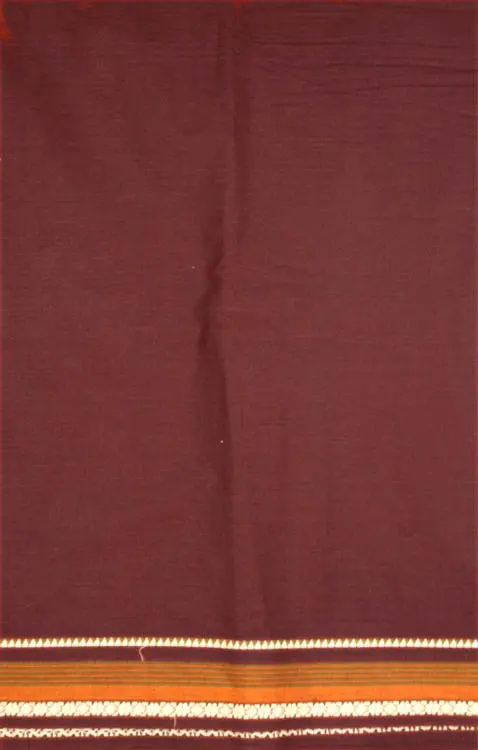 Plain Dark-Brown Fabric from Bangalore with Golden Weave on Border