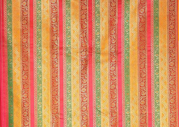 Multi-Color Fabric from Mysore with Golden Thread Weave