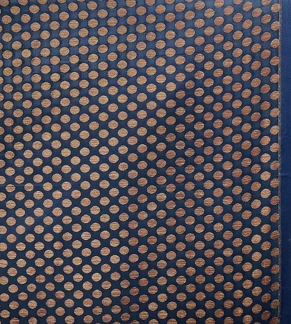 Navy-Blue Banarasi Katan Georgette Fabric with Circular Bootis