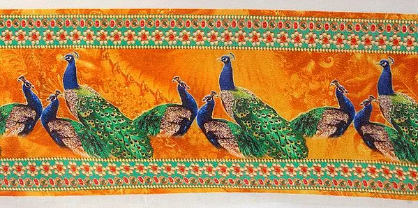 Fabric Border with Digital-Printed Peacocks