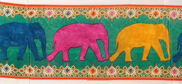 Fabric Border with Digital-Printed Elephants