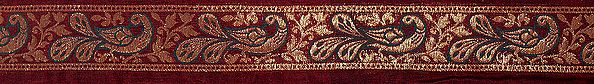 Maroon Banarasi Fabric Border with Woven Peacocks