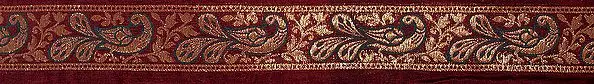 Maroon Banarasi Fabric Border with Woven Peacocks