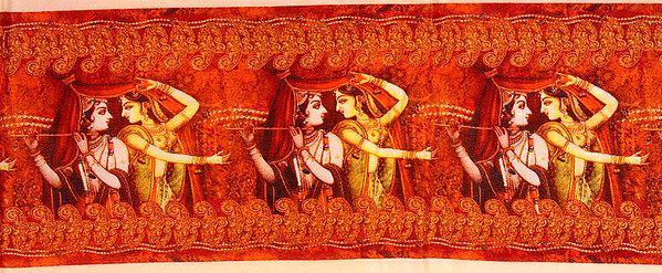 Fabric Border with Digital-Printed Radha Krishna