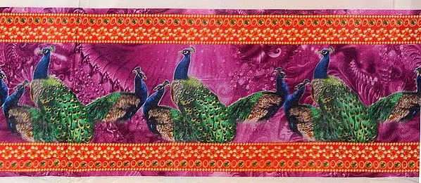 Fabric Border with Digital-Printed Peacocks