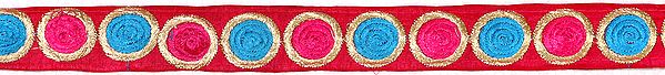 Magenta Narrow Border with Embroidered Spirals