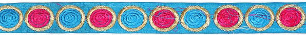 Robin-Egg Blue Narrow Border with Embroidered Spirals