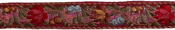 Purple Floral Border with Crewel Embroidery