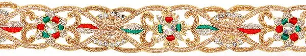 Zardozi Cutwork Border from Kolkata with Threadwork