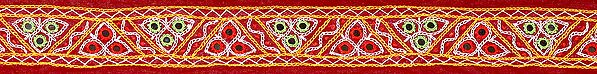 Maroon Fabric Border from Kutch with Mirros