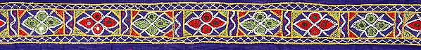 Blue Fabric Border from Kutch with Mirrors