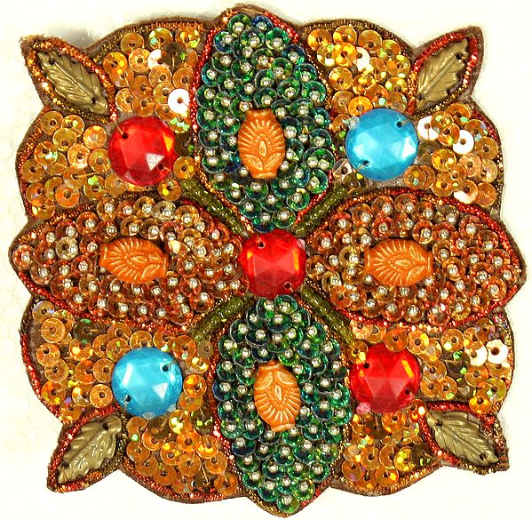 Multi-Color Floral Patch with Sequins and Beads