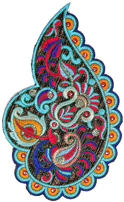 Multicolor Embroidered Paisely Patch with Sequins