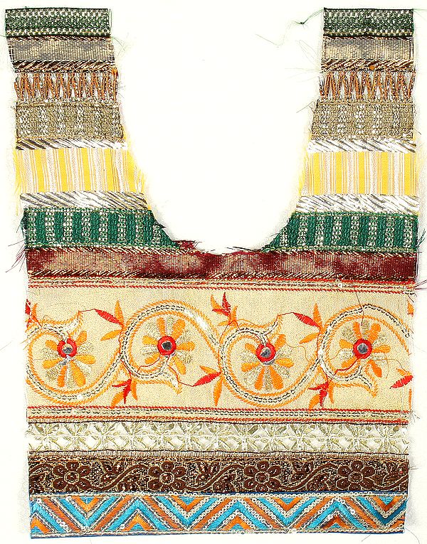 Multi-Color Kurti Neck Patch with Sequins and Mirrors