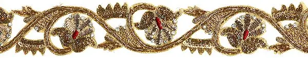 Zardozi Cutwork Border with Metallic Thread Work and Sequins