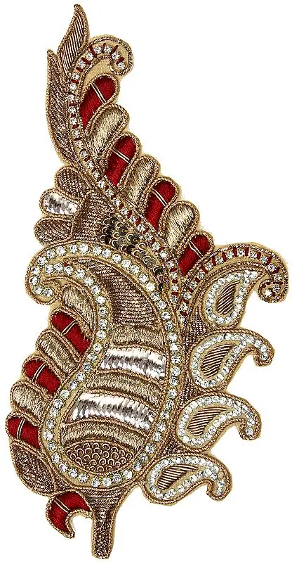 Zardozi Designer Cutwork Patch with Crystals