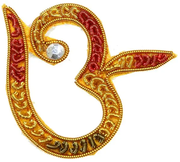 Golden Om Patch with Beads