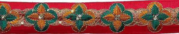 Fuchsia Purple Embroidered Border with Sequins