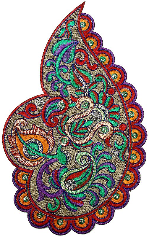 Multi-Color Designer Embroidered Paisley with Sequins and Cutwork