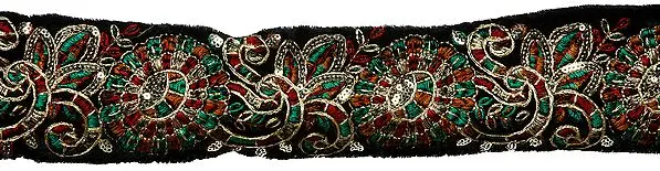 Black Wide Border witth Thread Work and Sequins