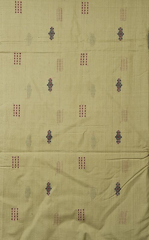 Pale-Green Hand-Woven Bomkai Fabric from Orissa