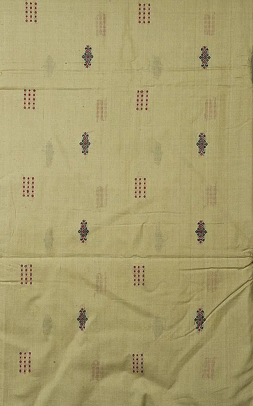 Pale-Green Hand-Woven Bomkai Fabric from Orissa