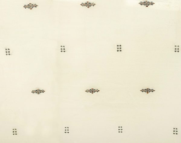 Ivory Hand-Woven Bomkai Fabric from Orissa