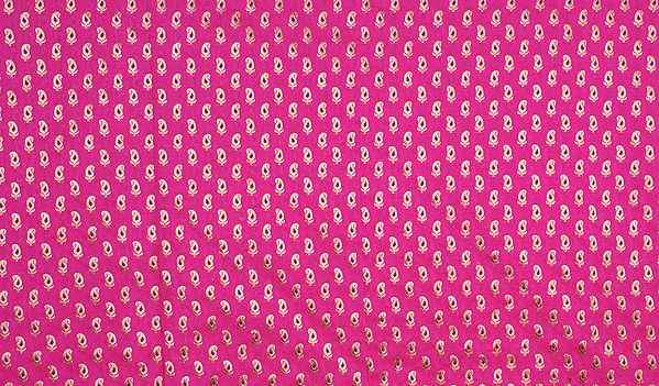 Hot-pink Banarasi Fabric with Woven Paisleys
