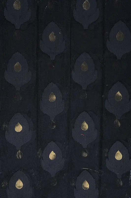 Black Net Fabric from Banaras with Golden Bootis
