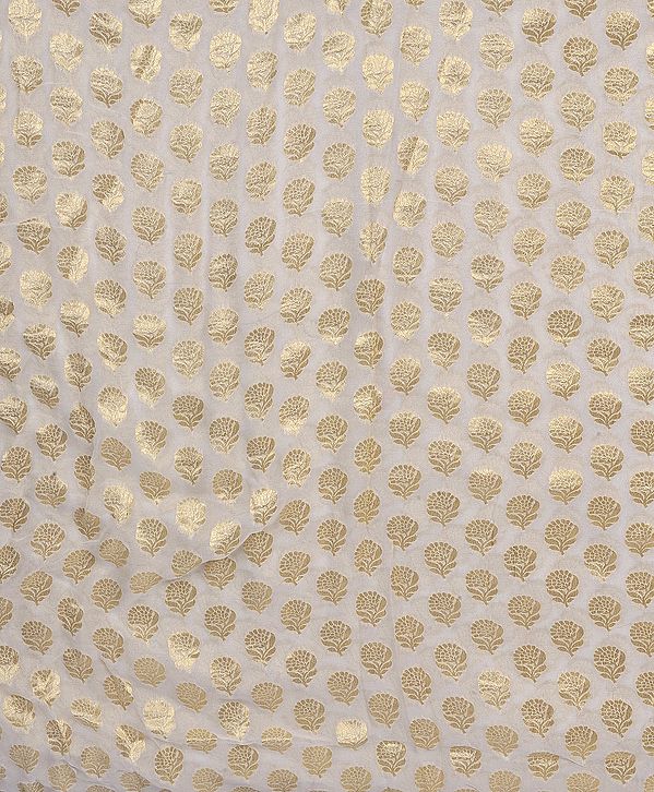 Ivory Dodama Fabric from Banaras with All-Over Golden Bootis