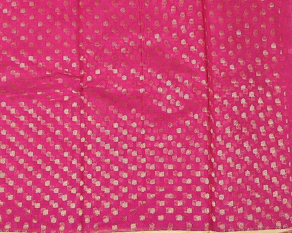 Brocade Fabric from Banaras with All-Over Woven Bootis and Golden Border