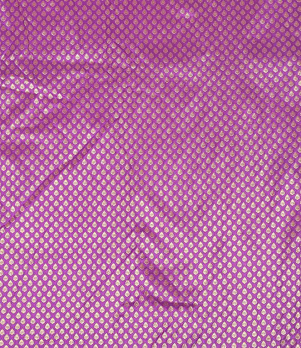 Dahlia-Purple Brocade Fabric from Banaras with Woven Bootis in Golden Thread