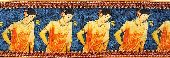 Wide Fabric Border with Digital-Printed Lady