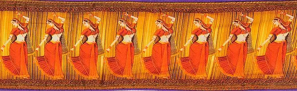 Digital-Printed Fabric Border with Dancing Lady